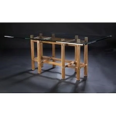 72" Rectangle Rattan Frame Dining Table